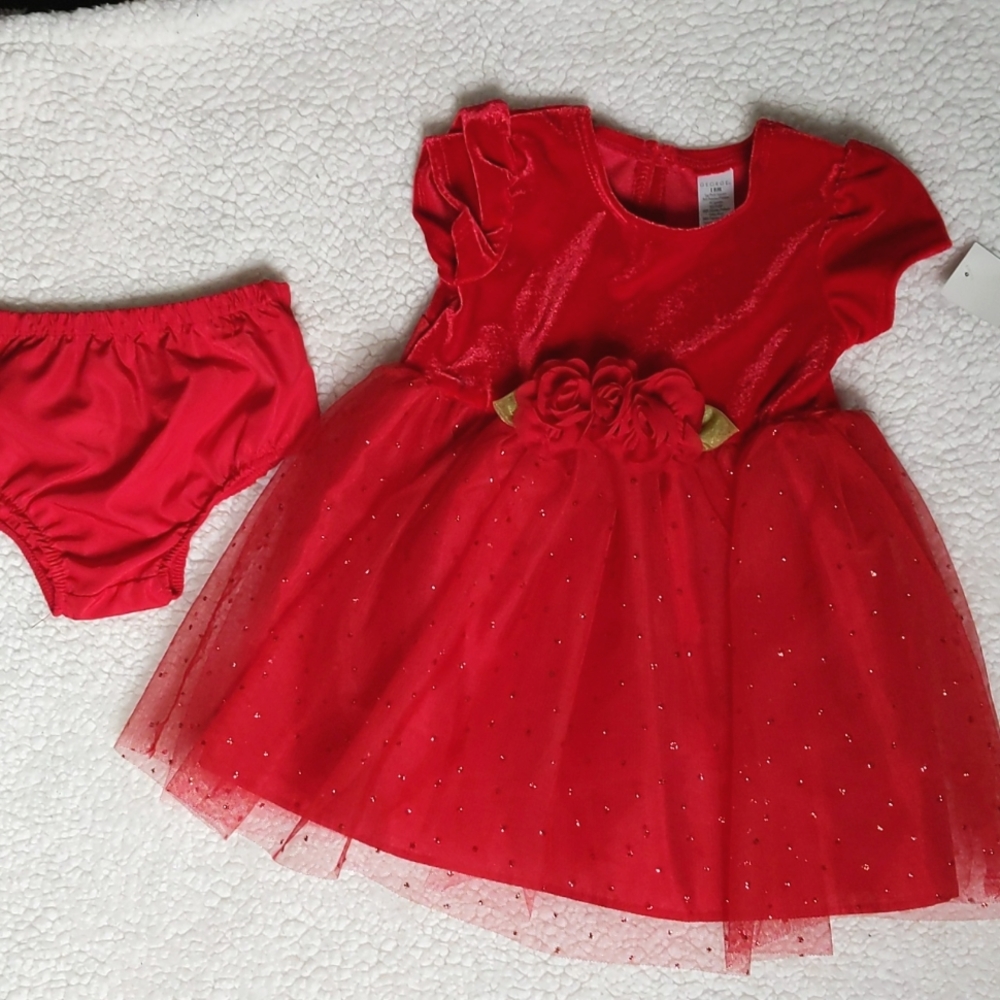 Sz 18m velvet & sparkles baby holiday dress